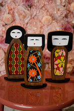 Ensemble de 3 Kokeshi féminins - Figurines & Masques (2 en 1) - Œuvre d'art originale de Tzachi Nevo
