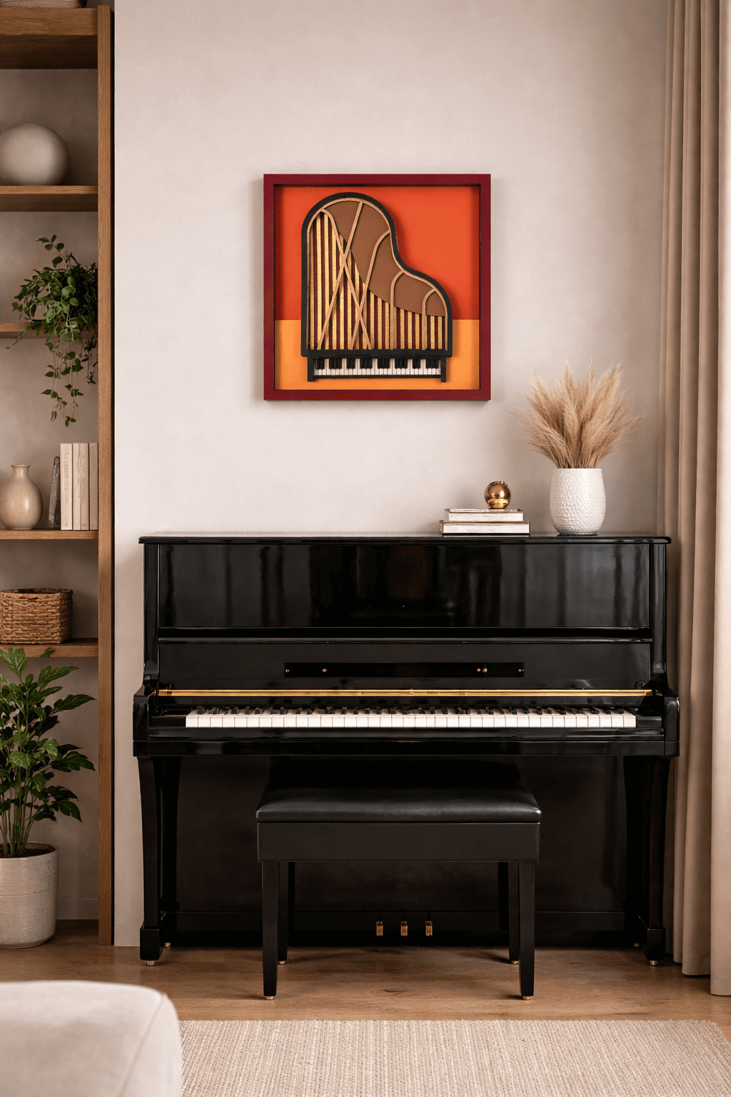 Piano à Queue en Bois – Décoration Murale Musicale - Umasqu
