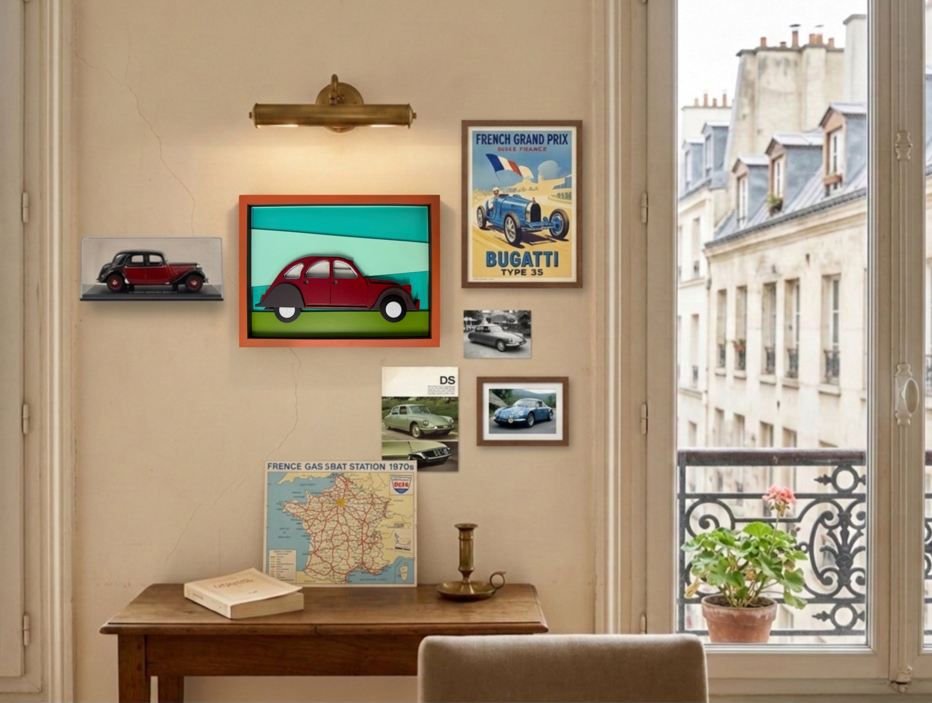 Voiture Rétro en Bois – Décoration Murale Vintage - Umasqu