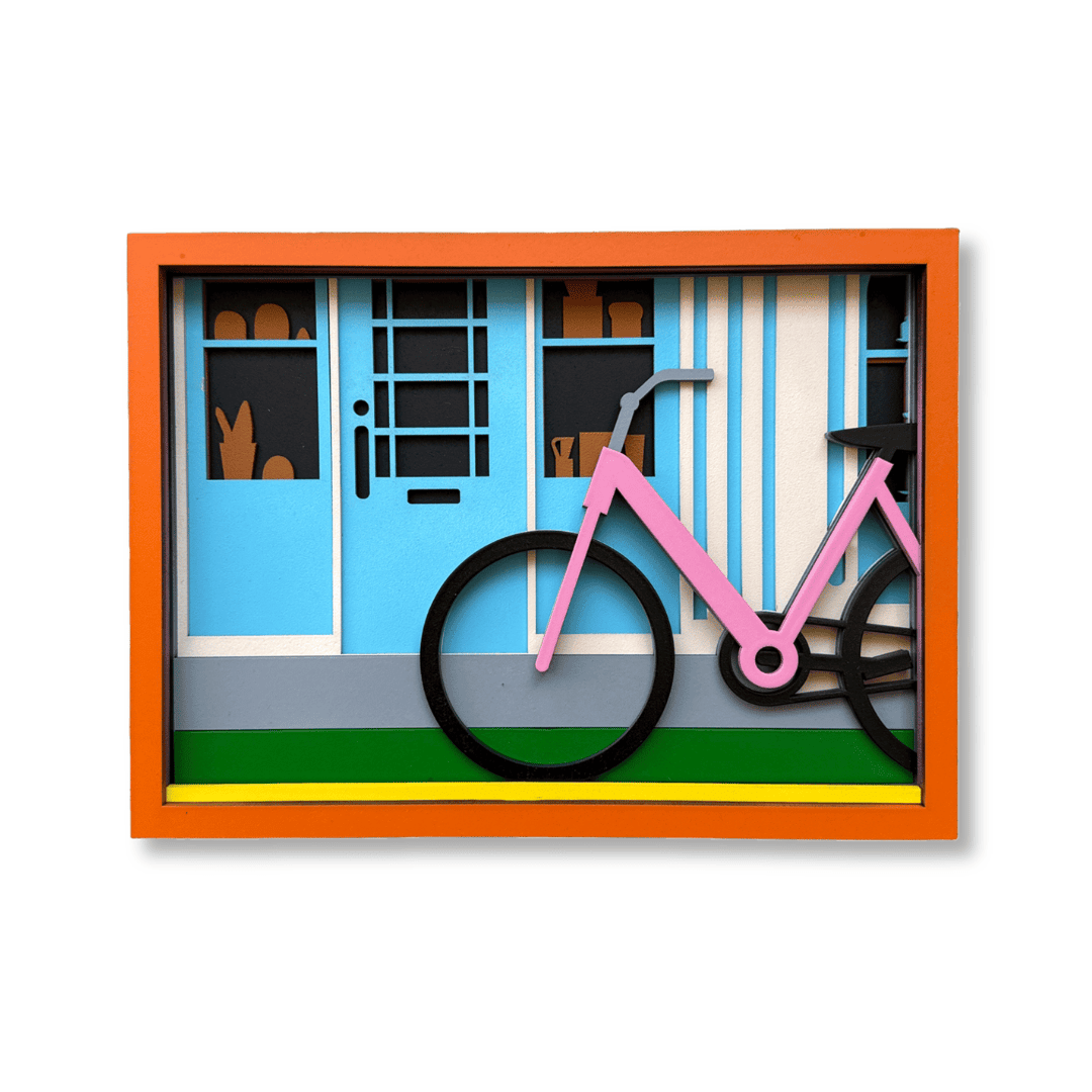 Vélo #2 – masque mural en bois fait main, Umasqu