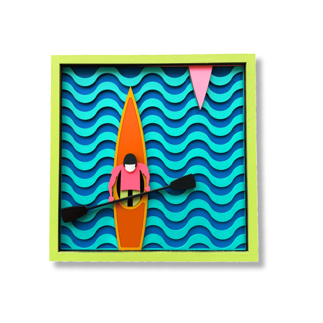 Kayak #1 – masque mural en bois fait main, Umasqu