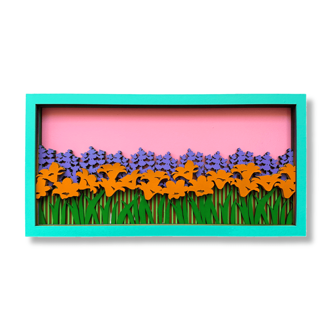 Champ de Fleurs Sauvages – masque mural en bois fait main, Umasqu
