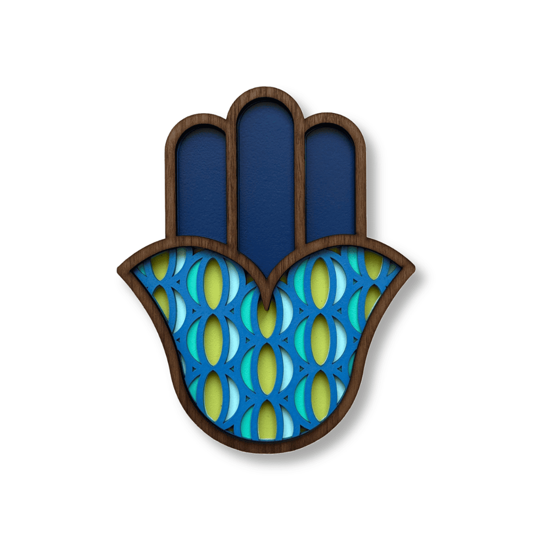 Hamsa #12 bleue – masque mural en bois fait main, Umasqu