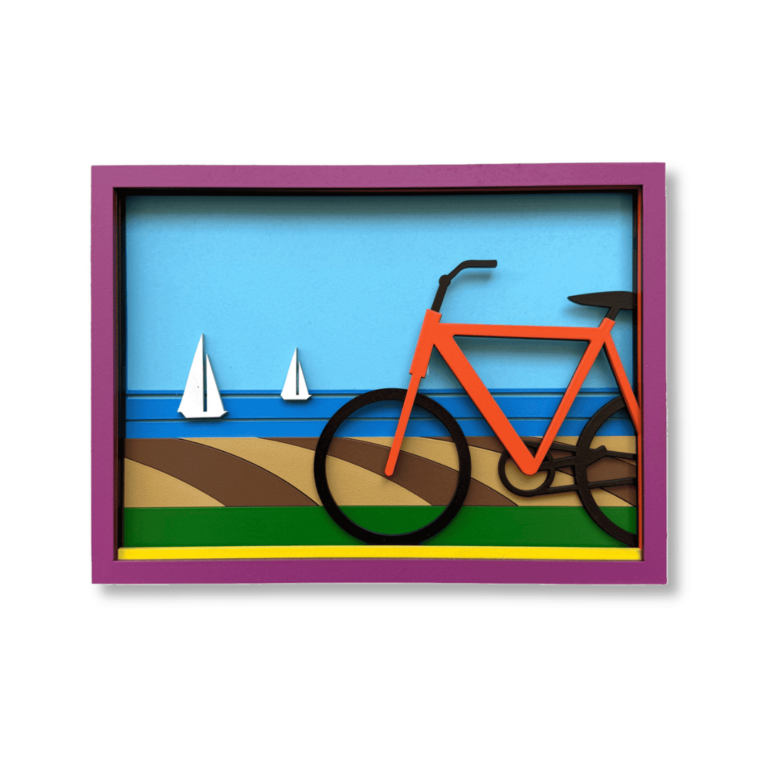 Vélo #3 – masque mural en bois fait main, Umasqu