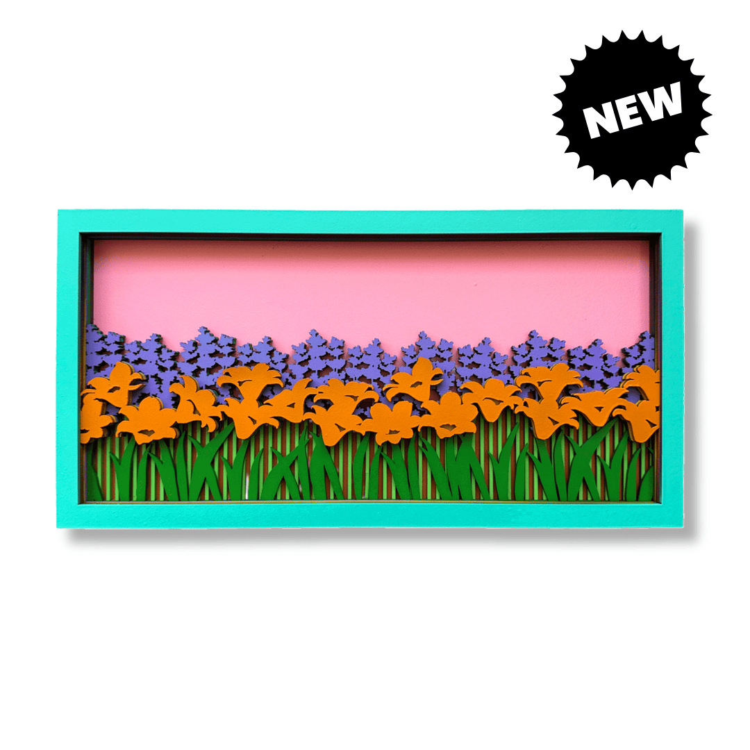 Champ de Fleurs Sauvages – masque mural en bois fait main, Umasqu