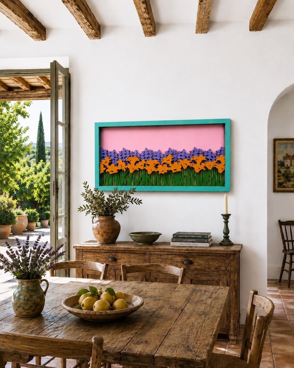 Champ de Fleurs Sauvages – masque mural en bois fait main, Umasqu