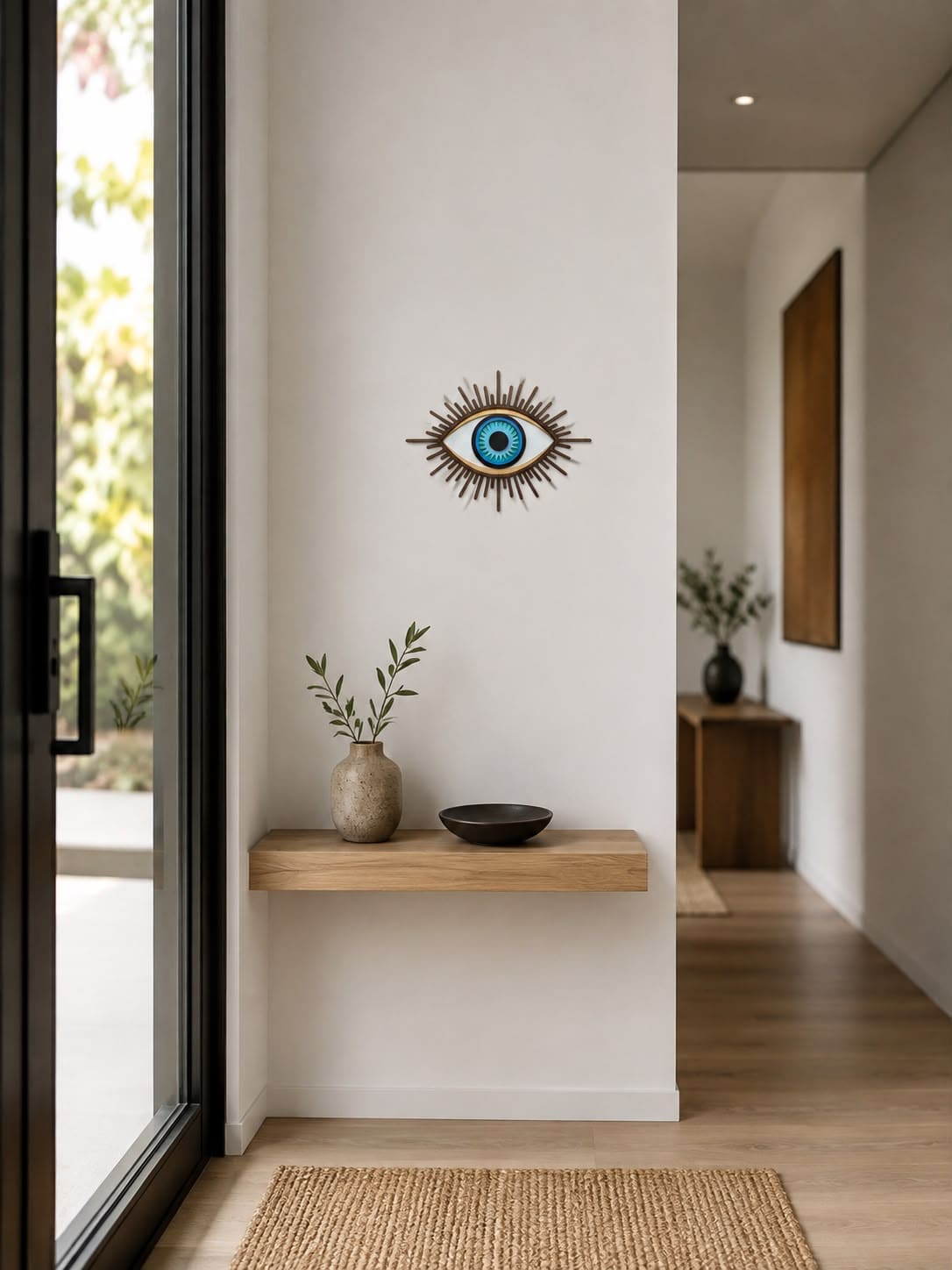 L'Œil #20 bleu – masque mural en bois fait main, Umasqu