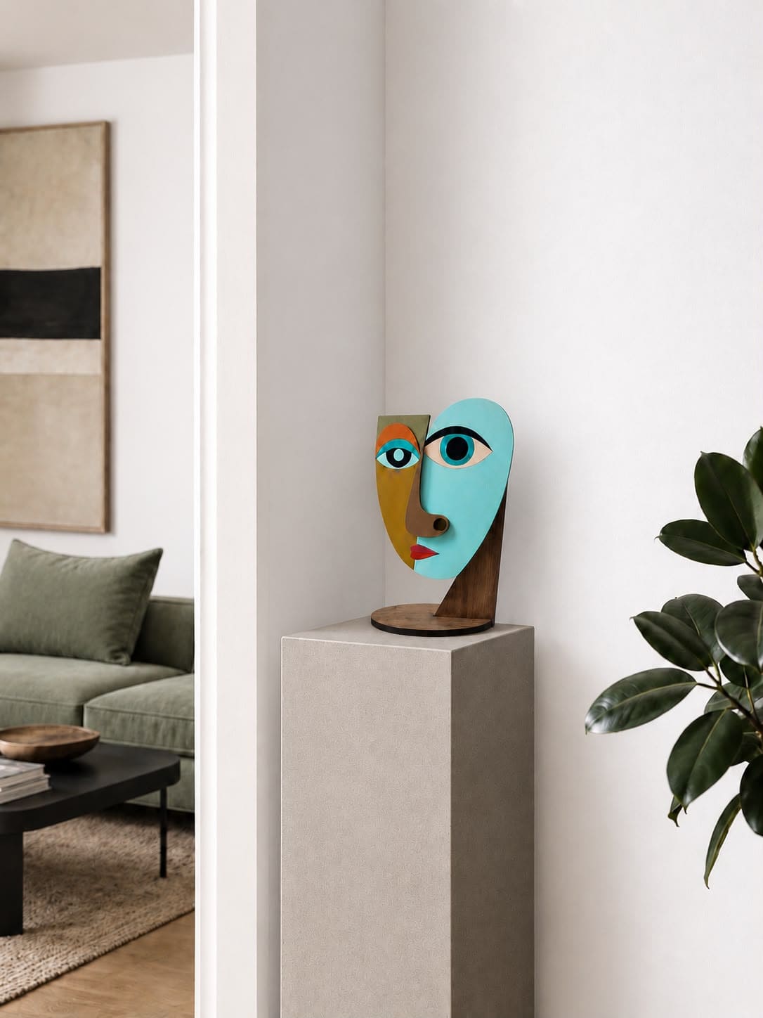 Figurine/Masque Abstrait #2 – figurine en bois fait main, Umasqu