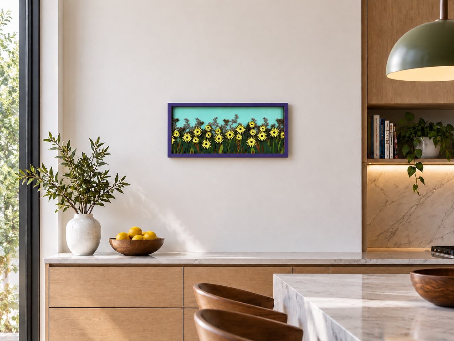 Champ de Marguerites – masque mural en bois fait main, Umasqu