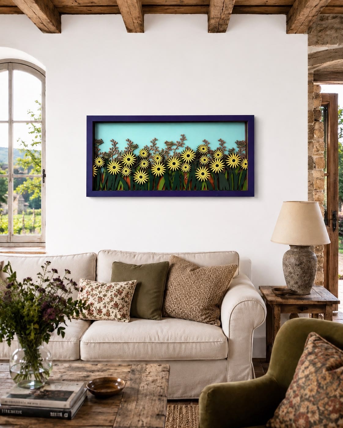 Champ de Marguerites – masque mural en bois fait main, Umasqu