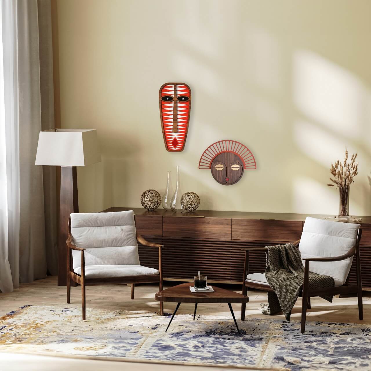 Masques africains modernes # 37 + # 23 (Set de 2) - Œuvre d'art originale de Tzachi Nevo