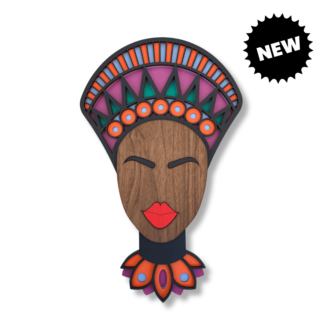 Masque africain moderne #20 – masque mural en bois fait main, Umasqu