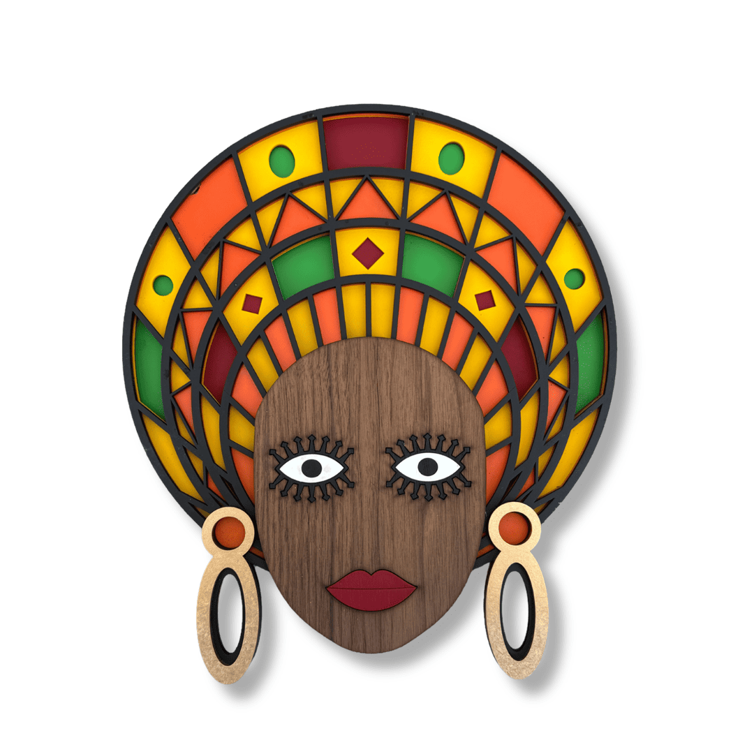 Masque africain moderne #21 – masque mural en bois fait main, Umasqu