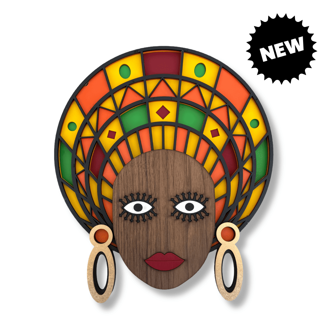 Masque africain moderne #21 – masque mural en bois fait main, Umasqu