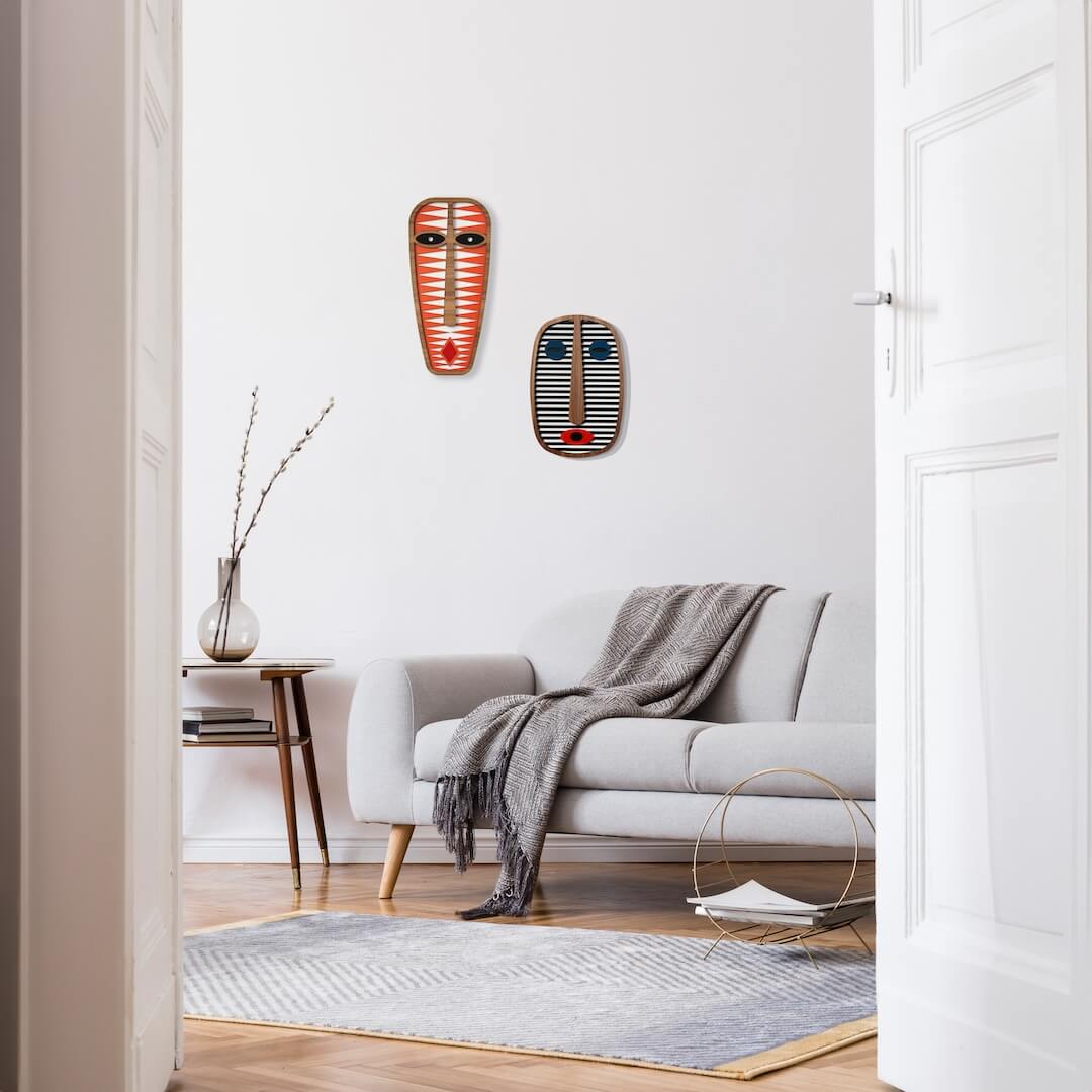 Masques africains modernes #1 + # 37 (Set de 2) - Œuvre d'art originale de Tzachi Nevo