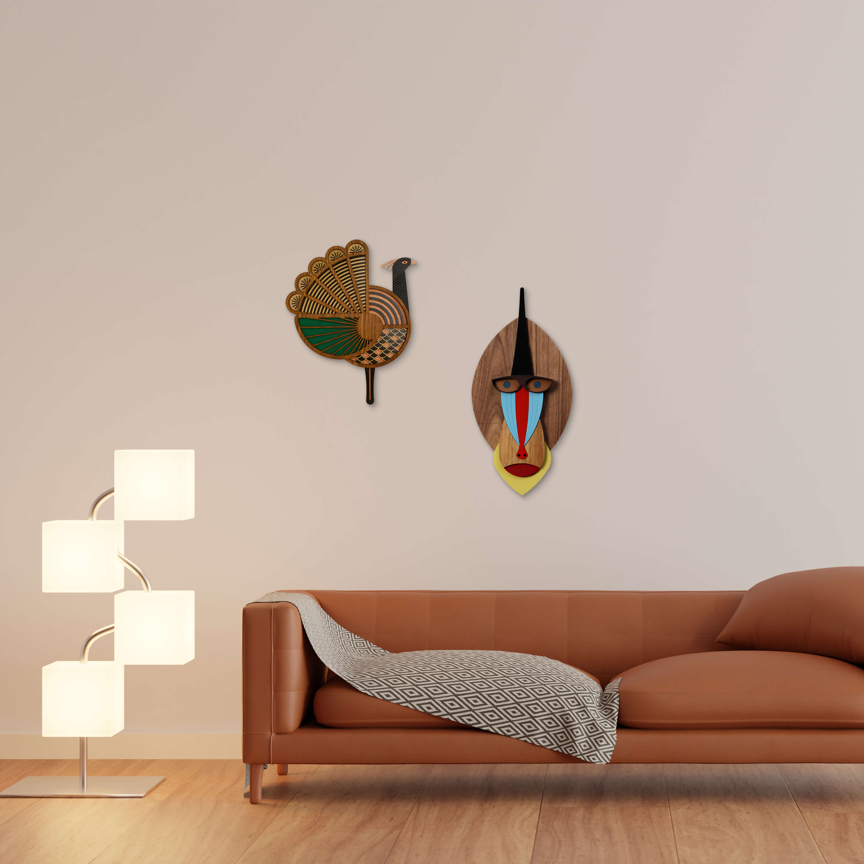 Mandrill + Paon #3 (Set de 2) - Œuvre d'art originale de Tzachi Nevo