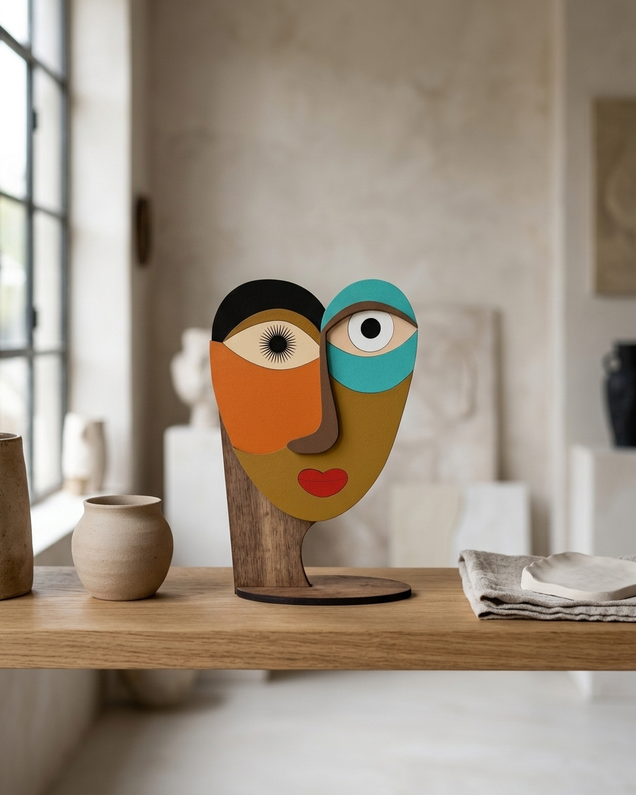 Figurine/Masque Abstrait #1 – figurine en bois fait main, Umasqu