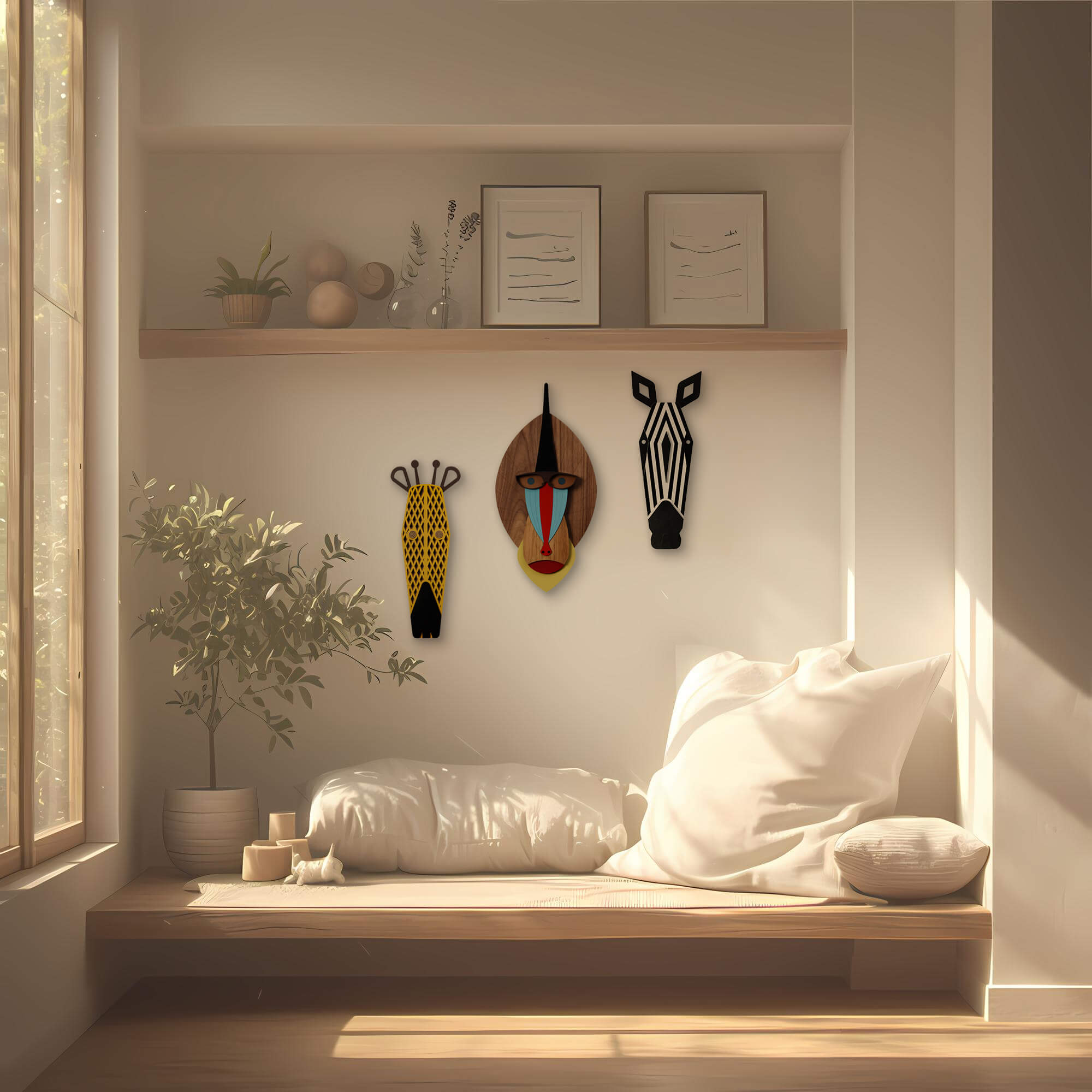 Set Mandrill + Zèbre + Girafe - Œuvre d'art originale de Tzachi Nevo