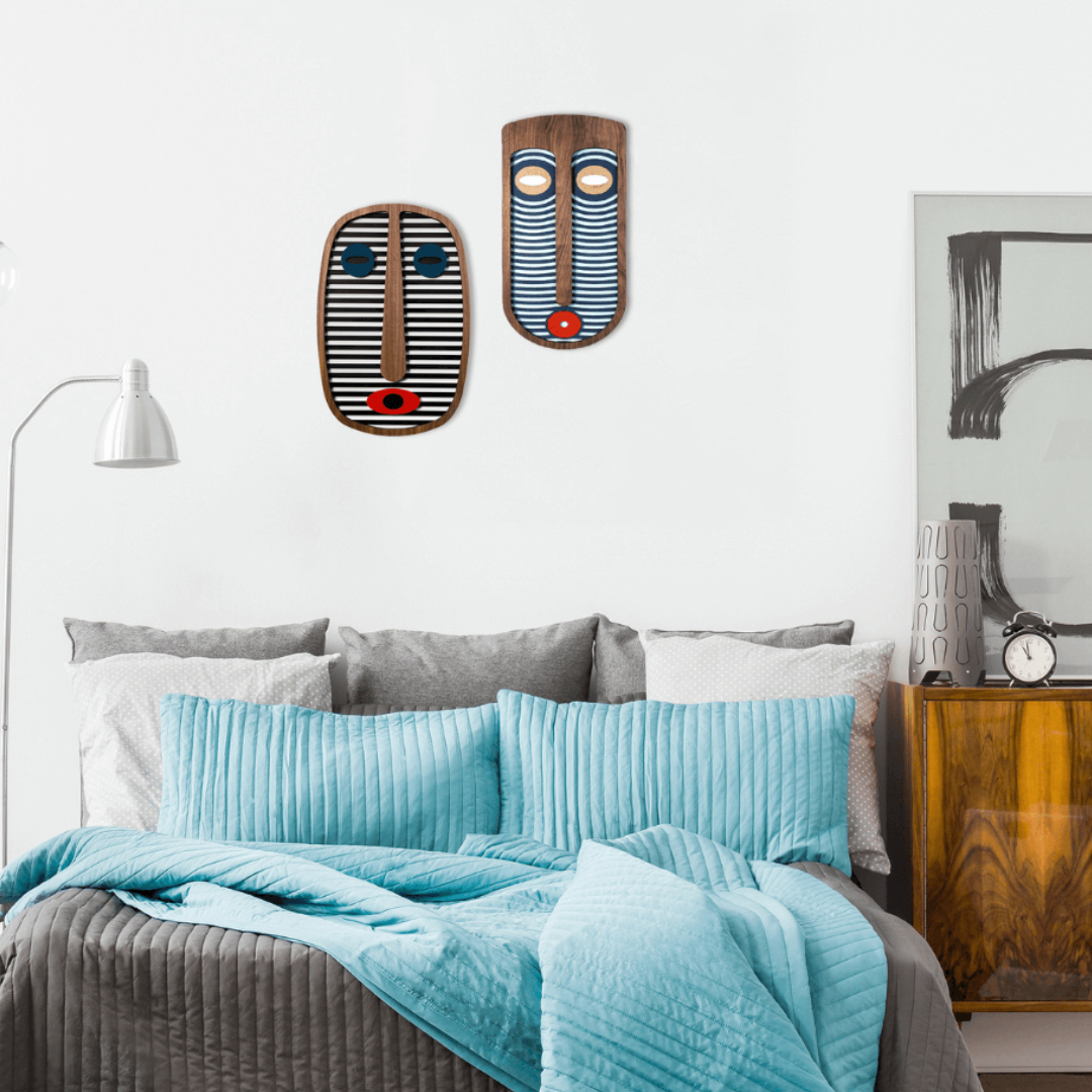 Masques africains modernes # 1 + # 4  (Set de 2) - Œuvre d'art originale de Tzachi Nevo