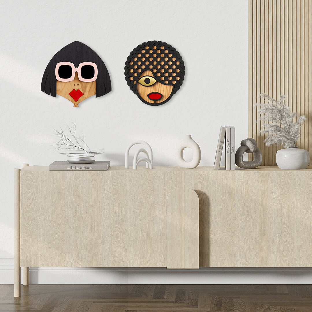 Hipster Masques Rita + Roxy (Set de 2) - Œuvre d'art originale de Tzachi Nevo