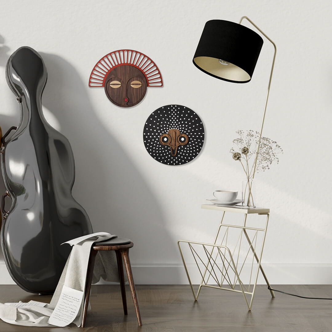 Masques africains modernes # 10 + # 23 (Set de 2) - Œuvre d'art originale de Tzachi Nevo